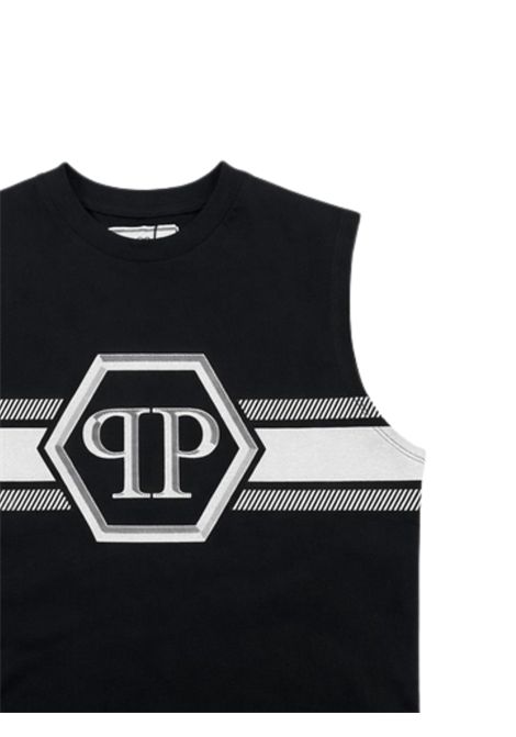 T-shirt bambino nera in cotone Philipp Plein | BTH053NERO